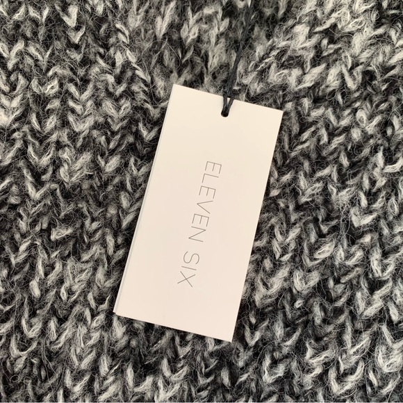 Eleven Six Tess Sweater Salt & Pepper Alpaca Chunky Ribbed Knit V Neck NEW XS/S - Picture 7 of 9